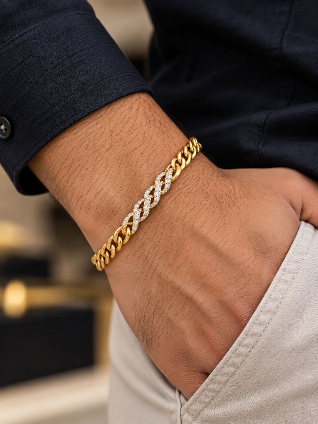 🤩🤗Men’s premium rose gold and GJ stone bracelet ✨🧿