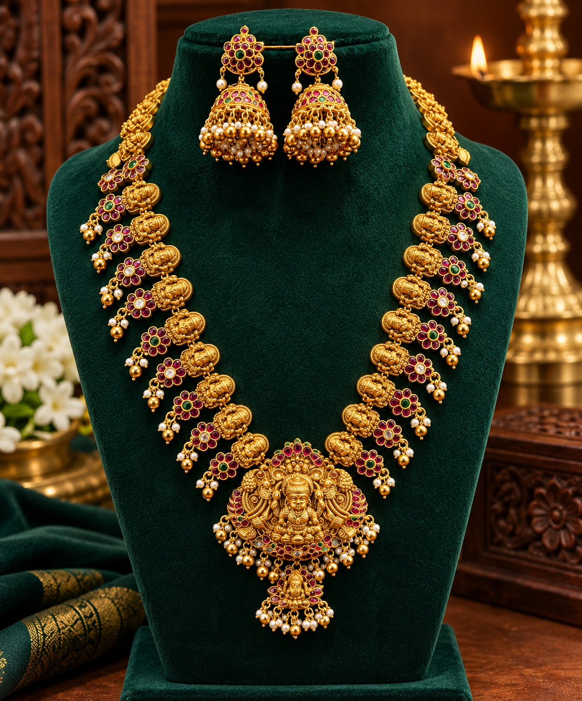 Lakshmi Devi Antique Temple Necklace Set ✨😍
