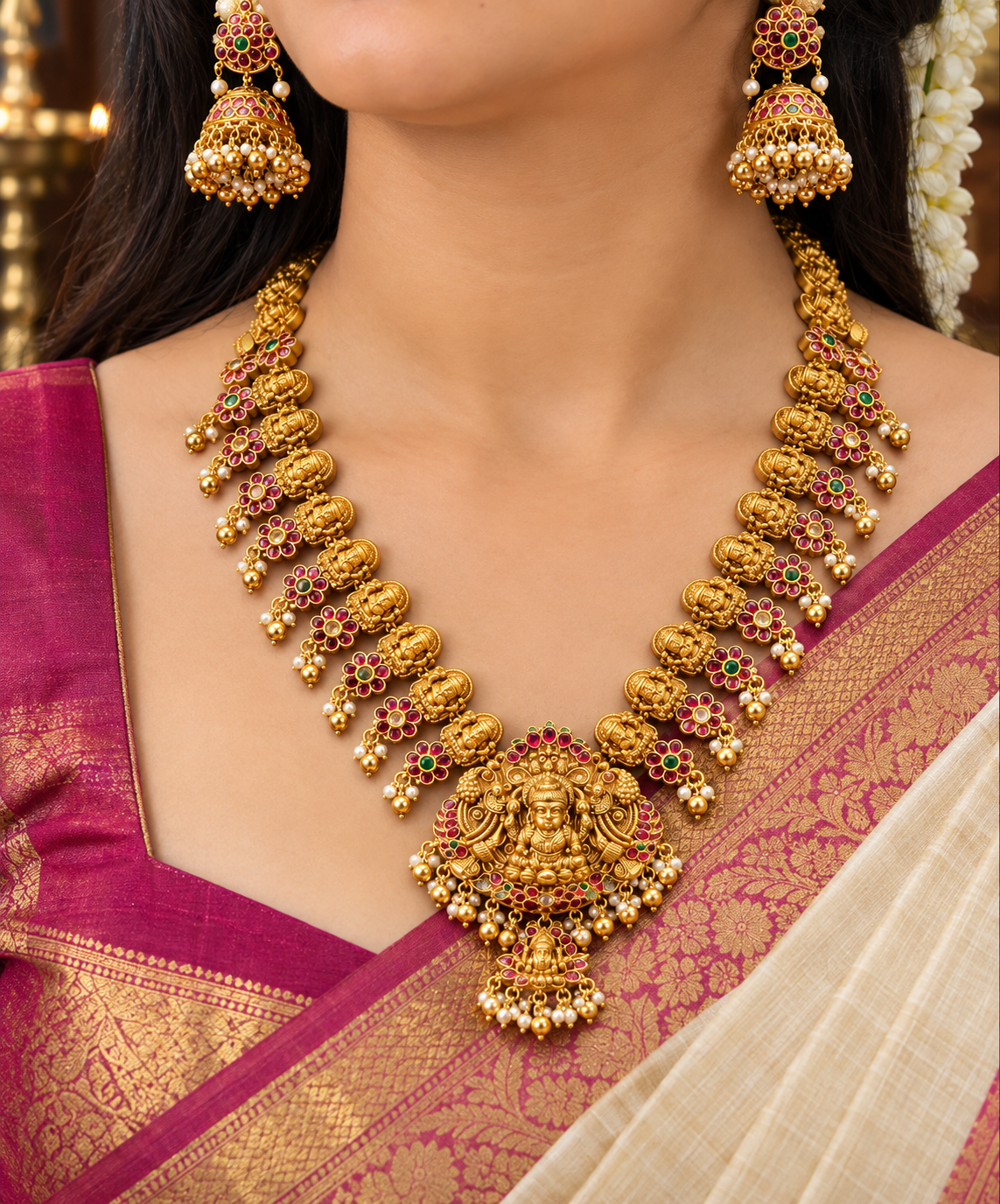 Lakshmi Devi Antique Temple Necklace Set ✨😍