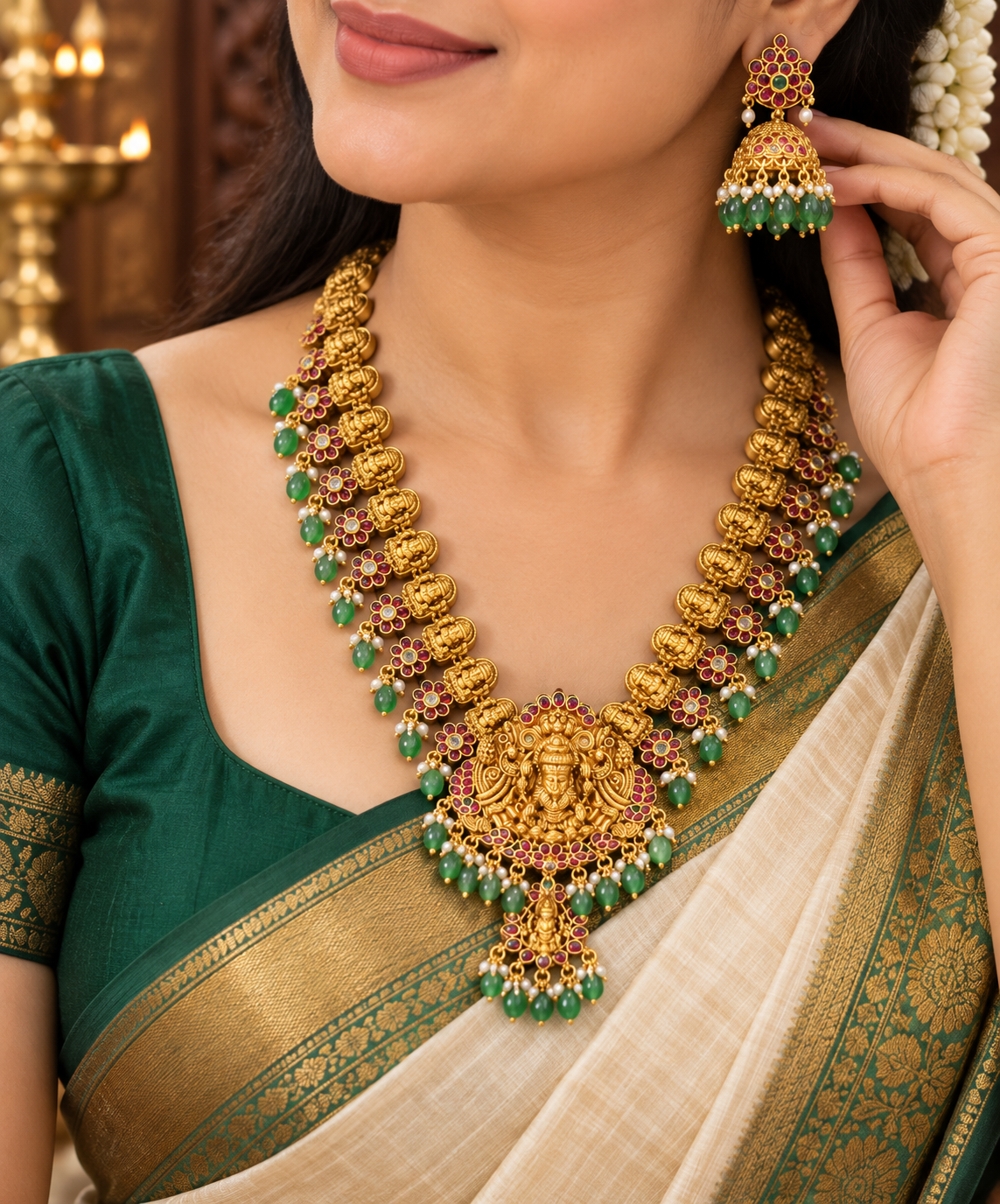 Lakshmi Devi Antique Temple Necklace Set ✨😍
