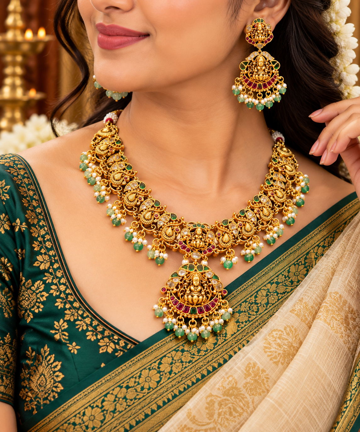Classic Kundan Touch – Statement Temple Necklace🥰🫶