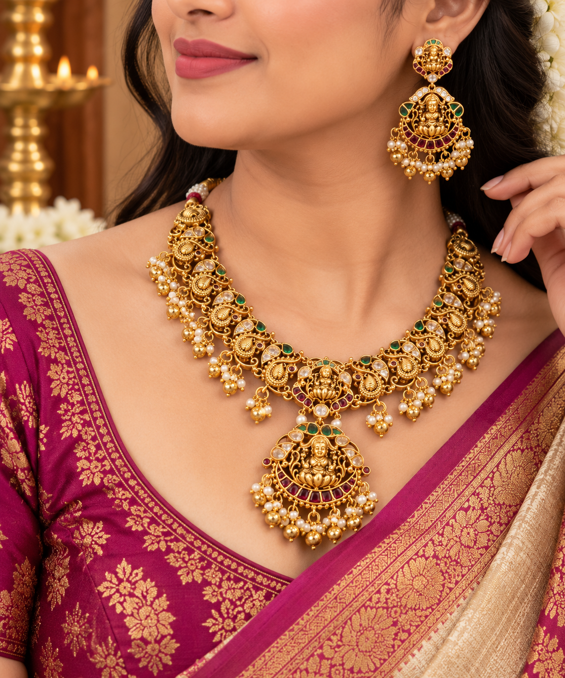 Classic Kundan Touch – Statement Temple Necklace🥰🫶
