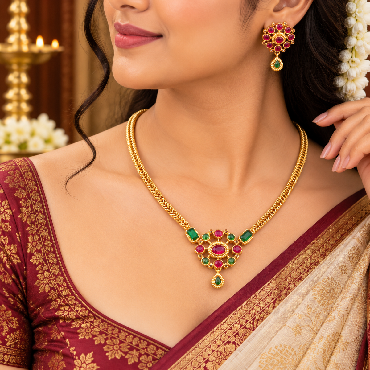 Royal Jewel Mosaic – Multicolour Gemstone Necklace Set 😇🥰