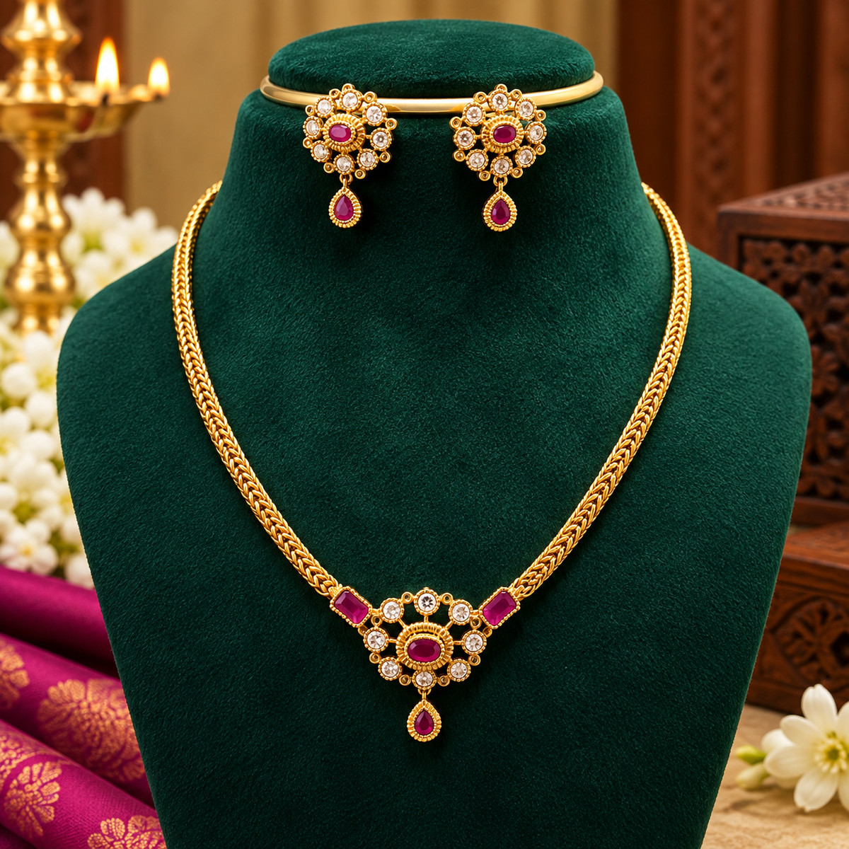 Royal Jewel Mosaic – Multicolour Gemstone Necklace Set 😇🥰