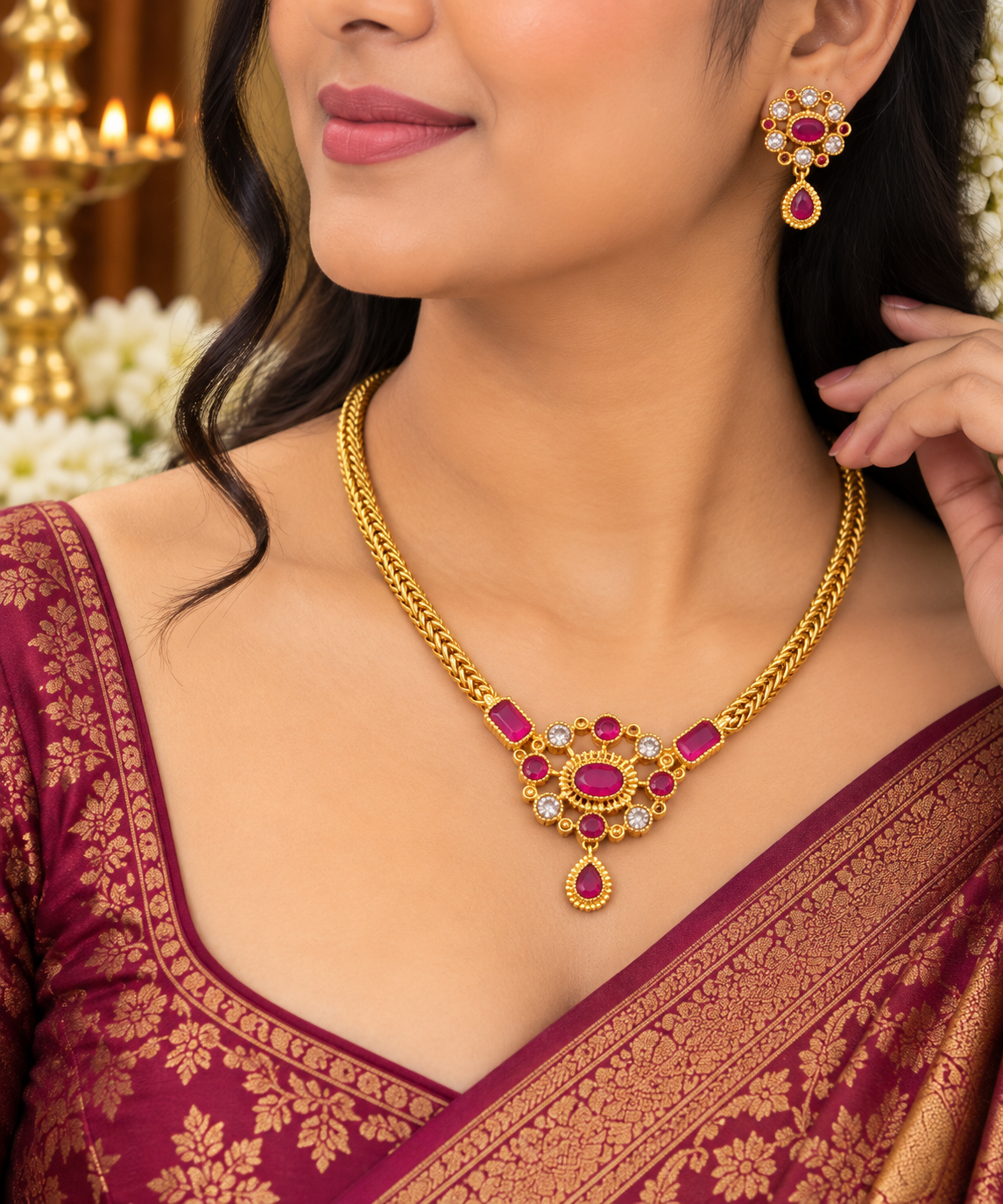 Royal Jewel Mosaic – Multicolour Gemstone Necklace Set 😇🥰
