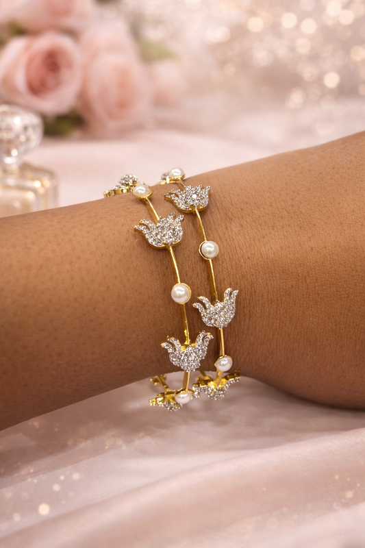 2.4 Dimond Looking Bangles Set of 2