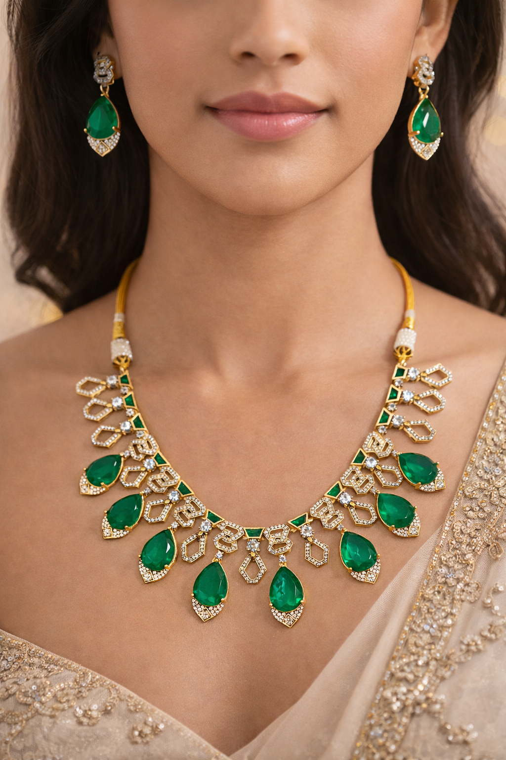 Mossinite nd emerald set high quality set