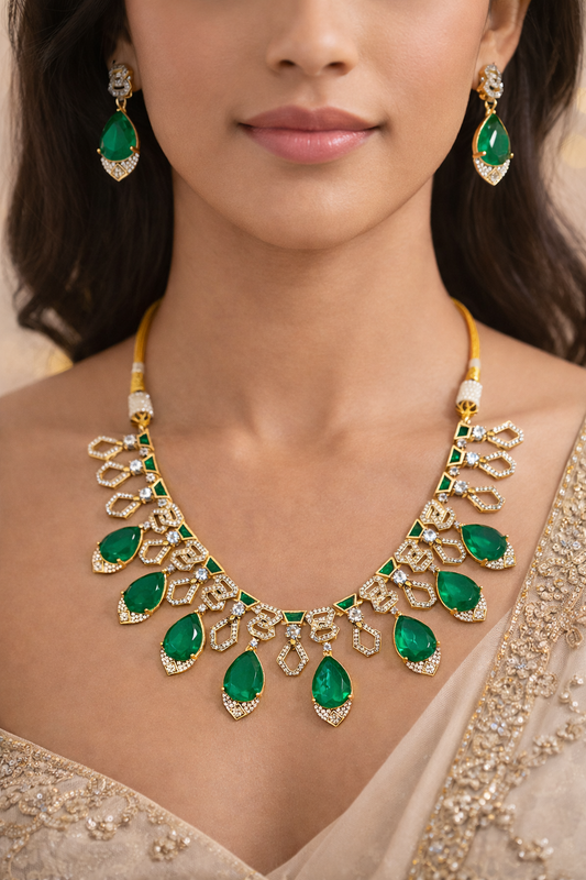 Mossinite nd emerald set high quality set