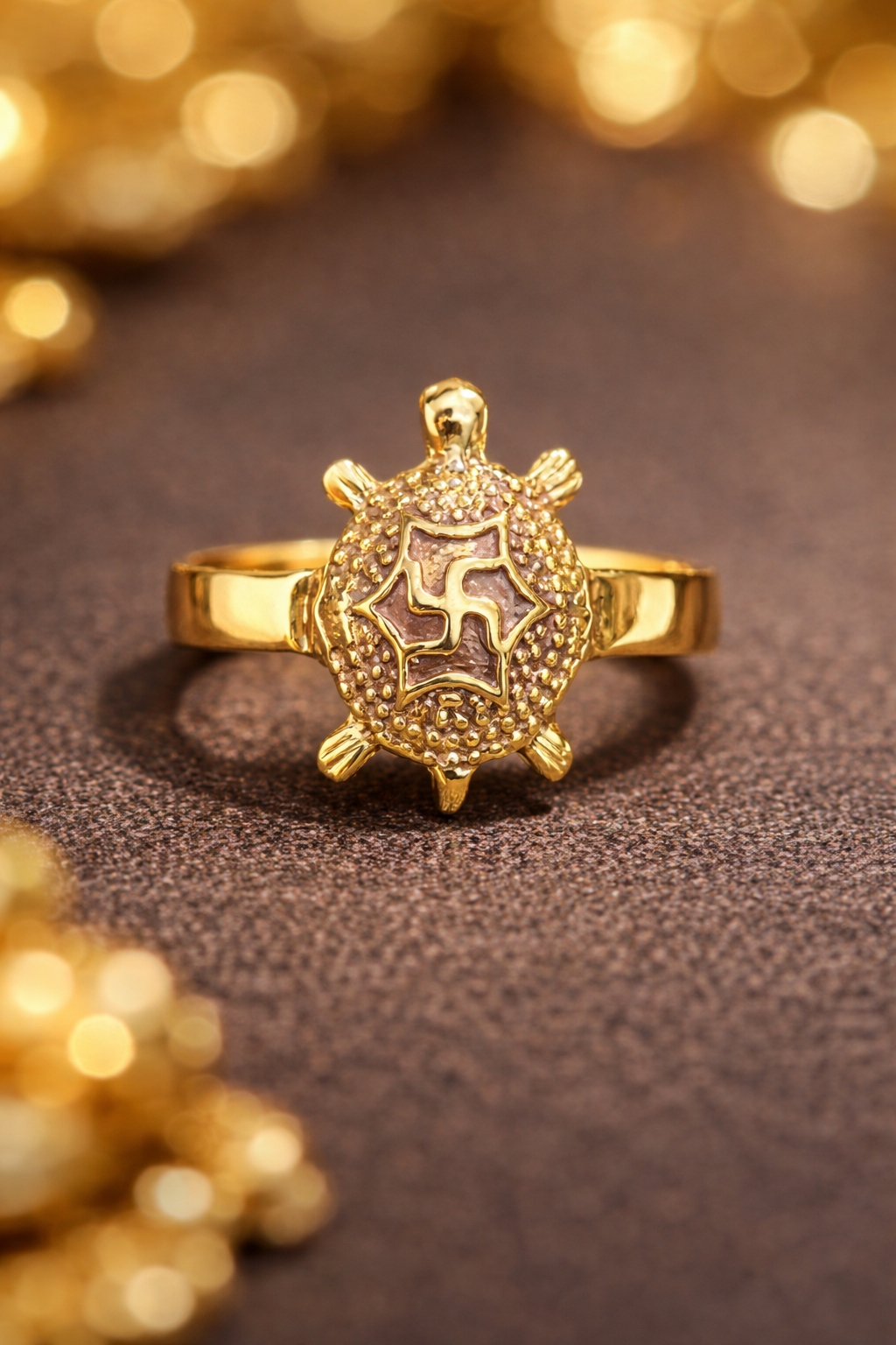 Panchaloham swastik tortoise ring