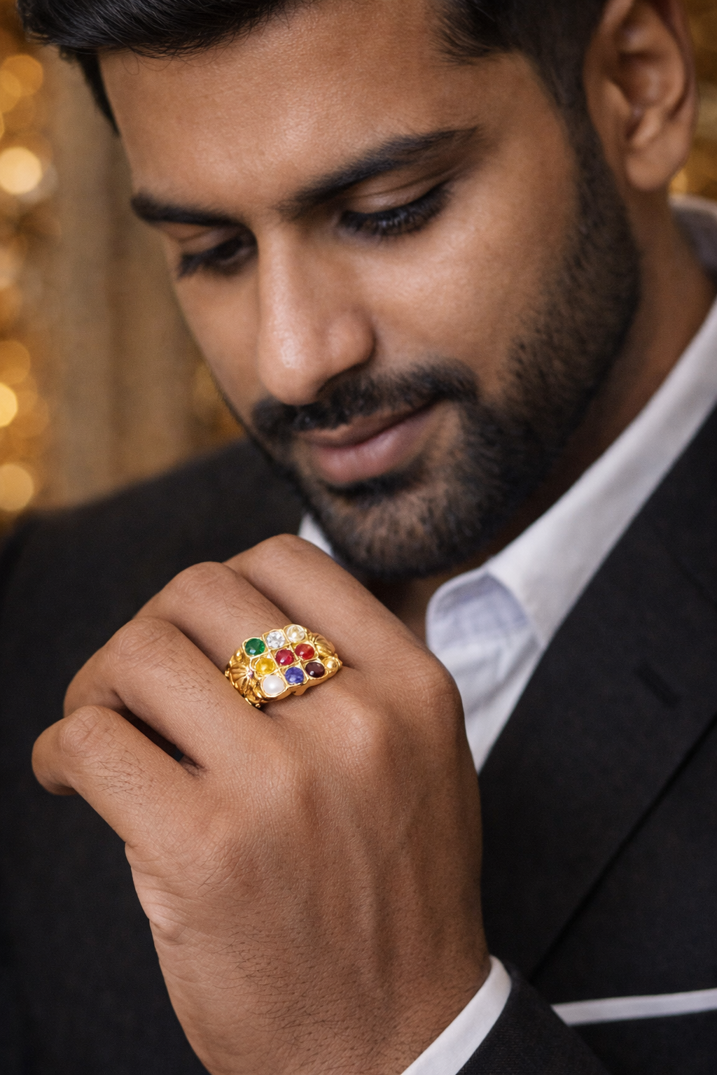 Panchloham elephant￼ navarathan Ring