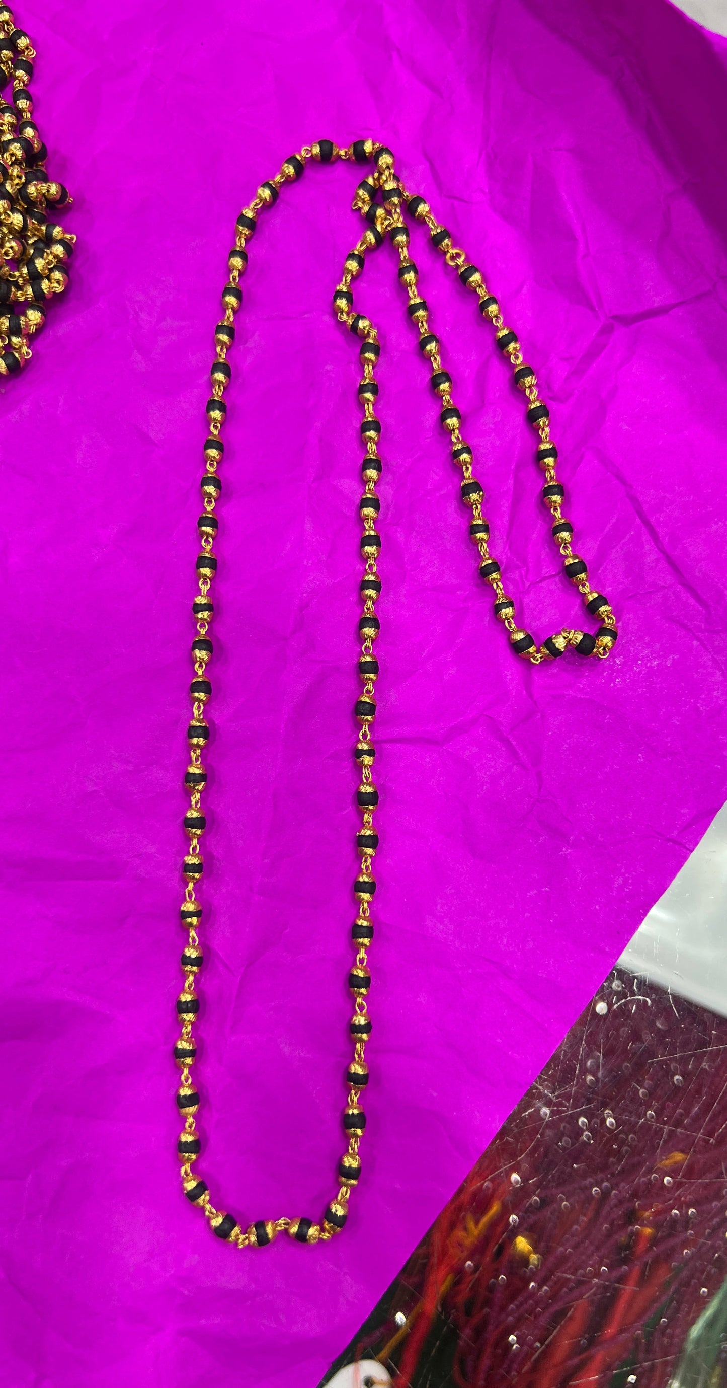 Tulasi mala – Royal Black Gold Edition length 22 inches