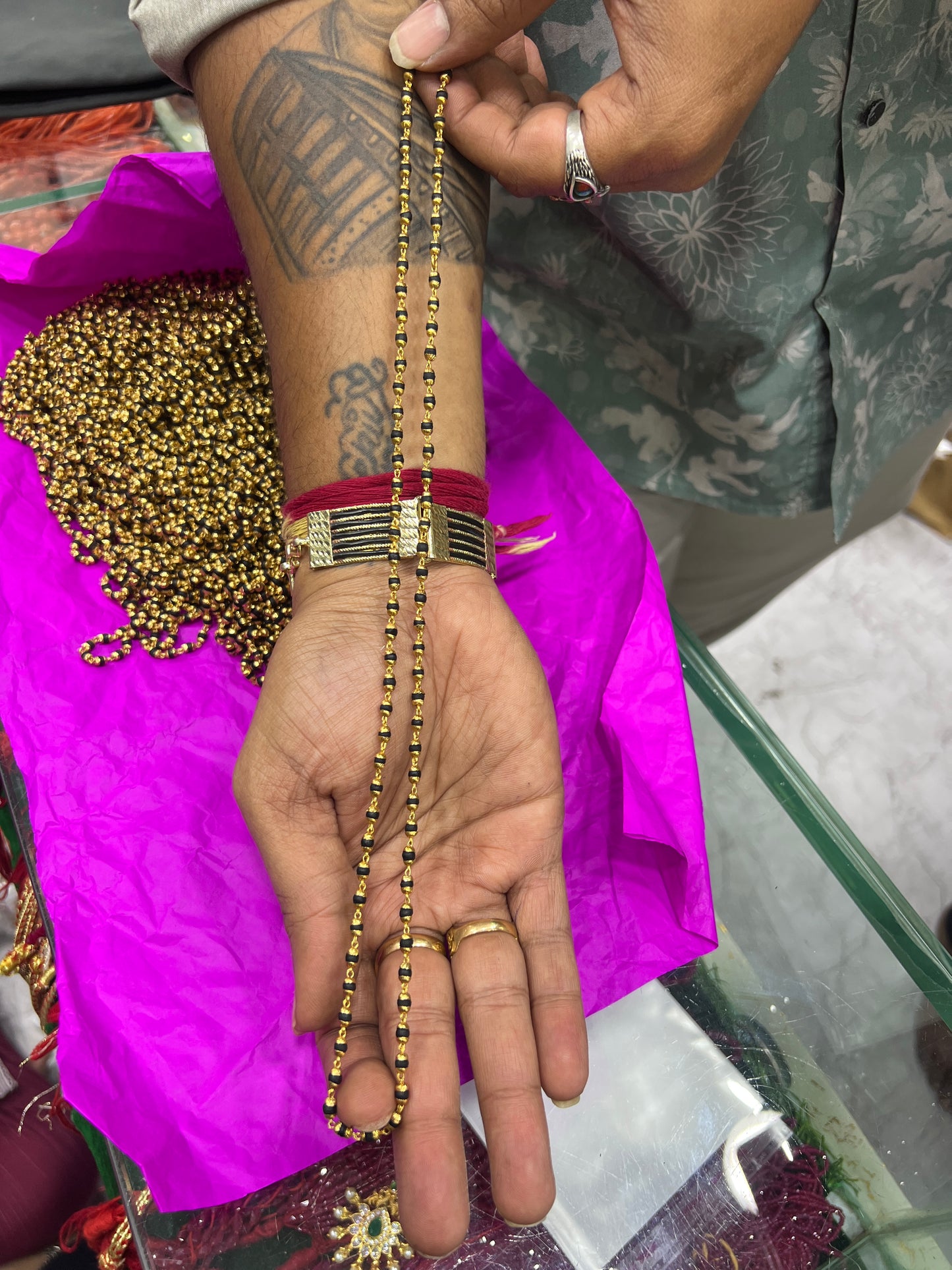Tulasi mala – Royal Black Gold Edition length 22 inches