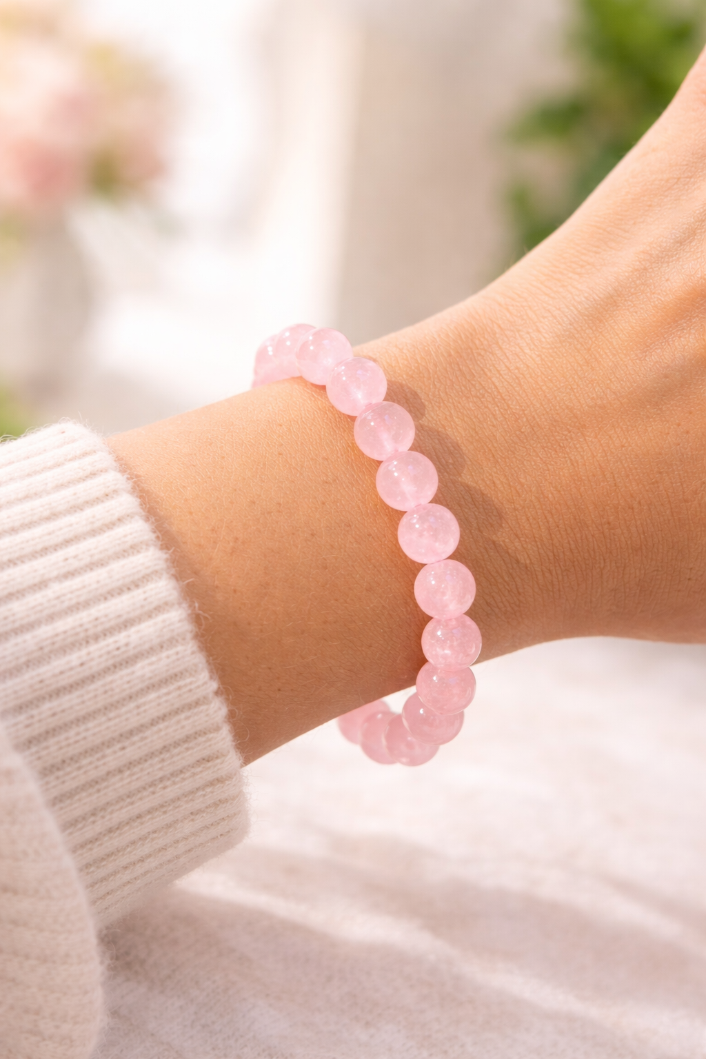 Natural rose quartz bracelet