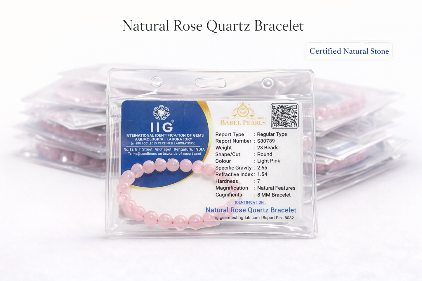 Natural rose quartz bracelet