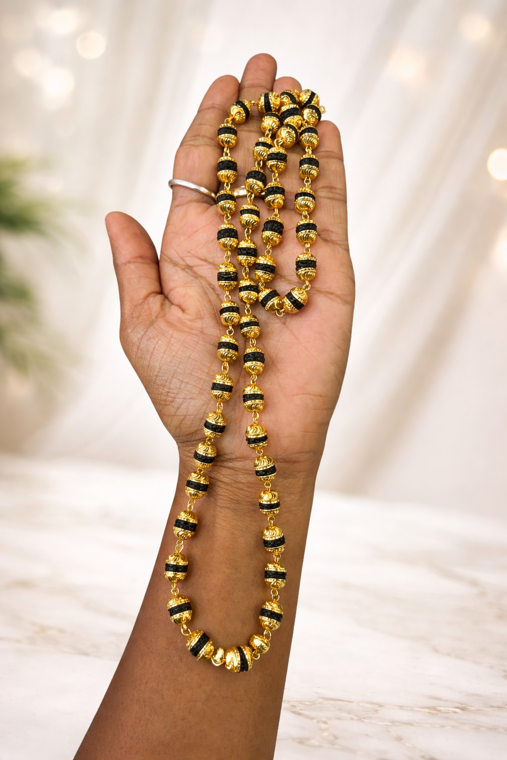 Royal look black rudraksha mala