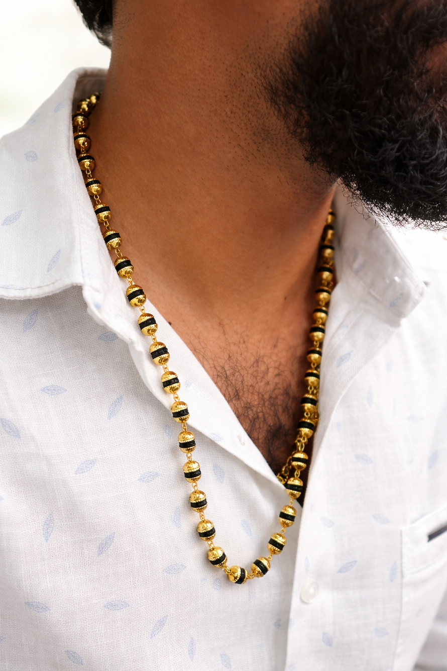 Royal look black rudraksha mala