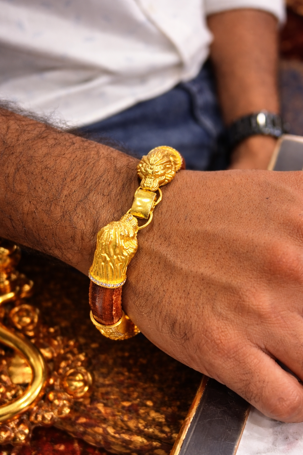 One gram Beautiful men Leather  kada