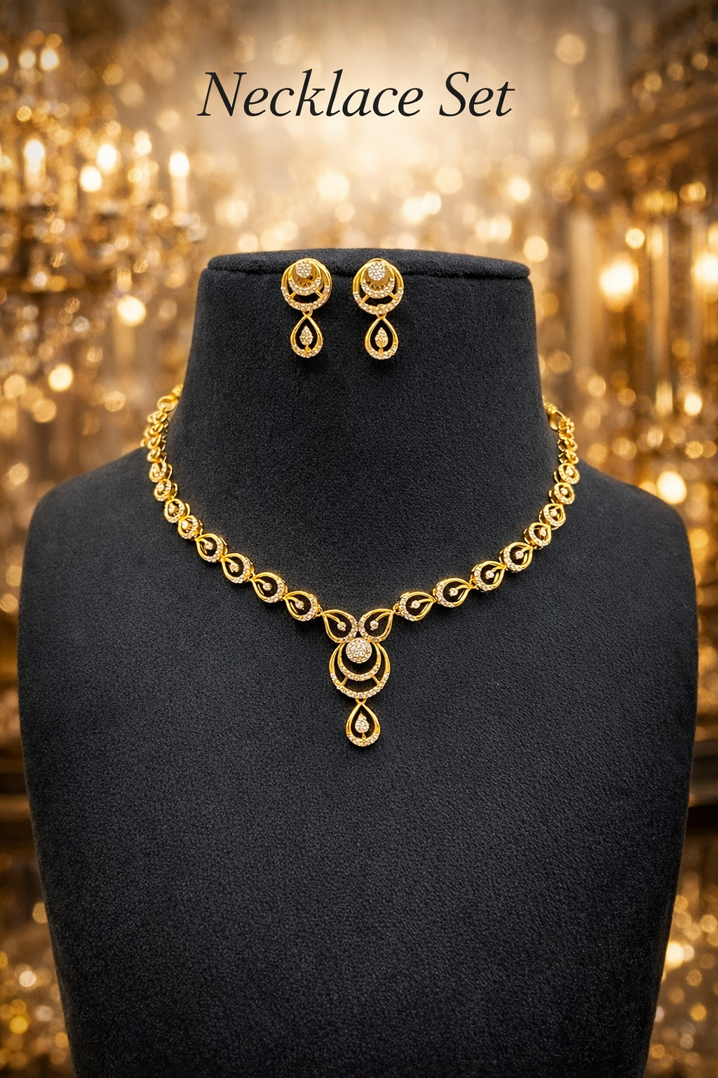 Classic Sparkle Gold Necklace & Earrings