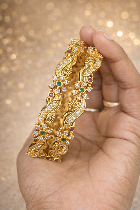 Temple Style Peacock Bangles
