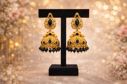 Black Onyx Antique Jhumkas