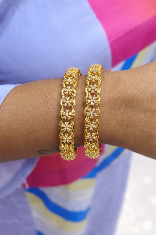 Floral Diamond Look Bangles