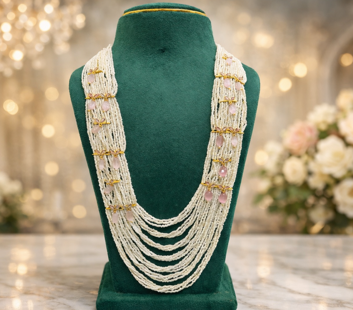 Luxury Ruby Pearl Layered Mala