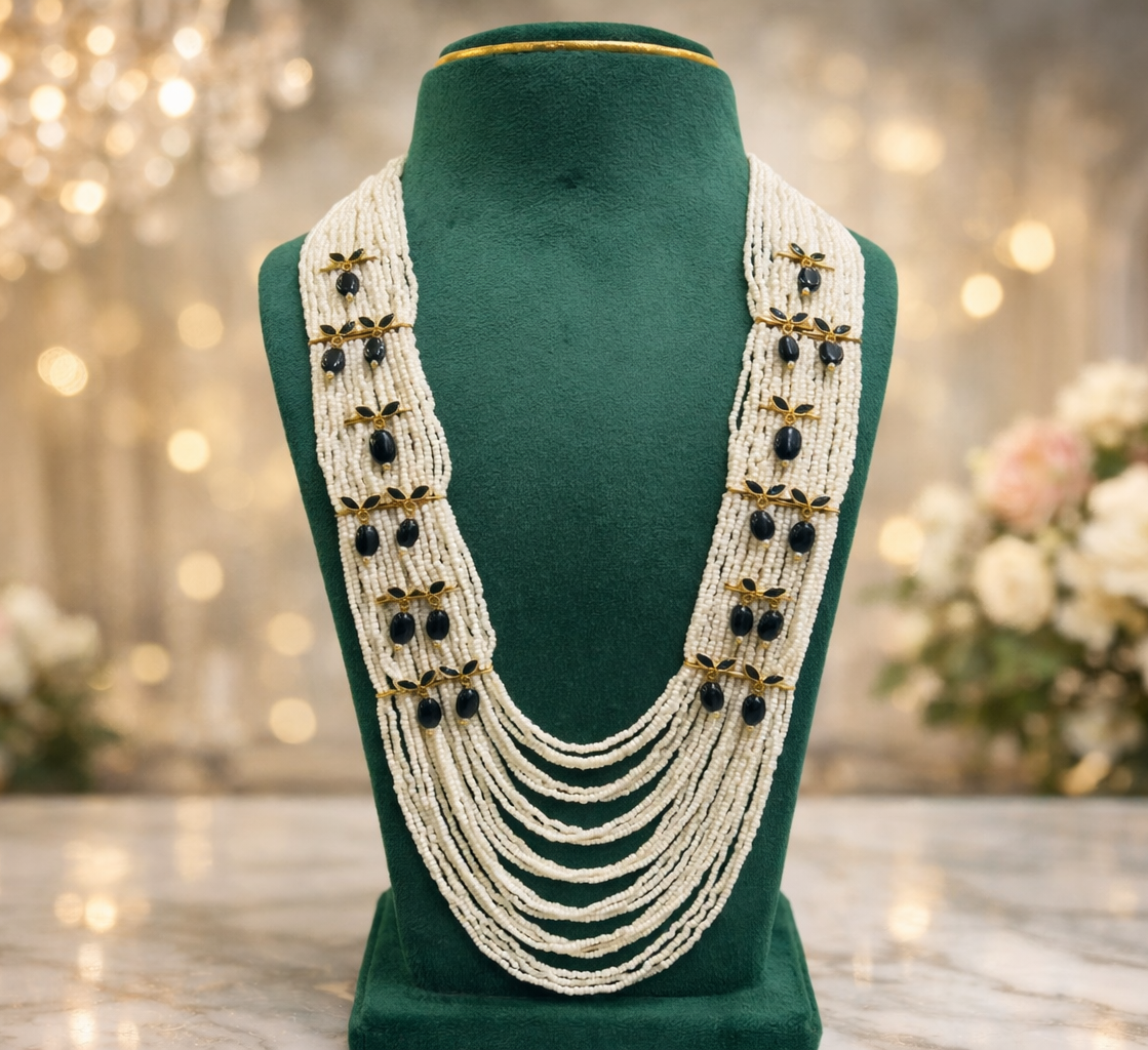 Luxury Ruby Pearl Layered Mala