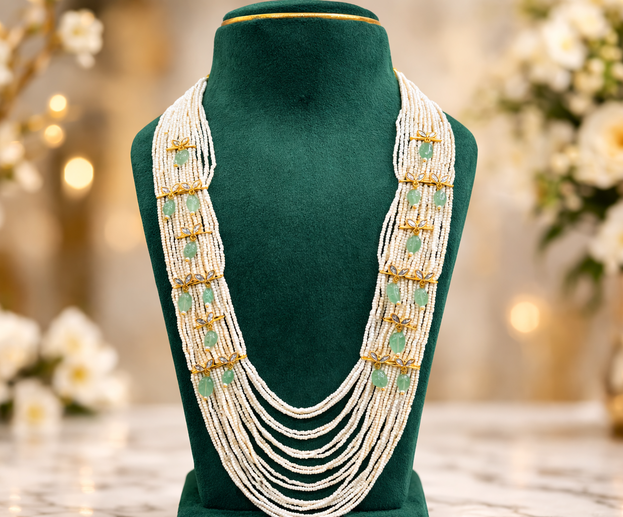 Luxury Ruby Pearl Layered Mala
