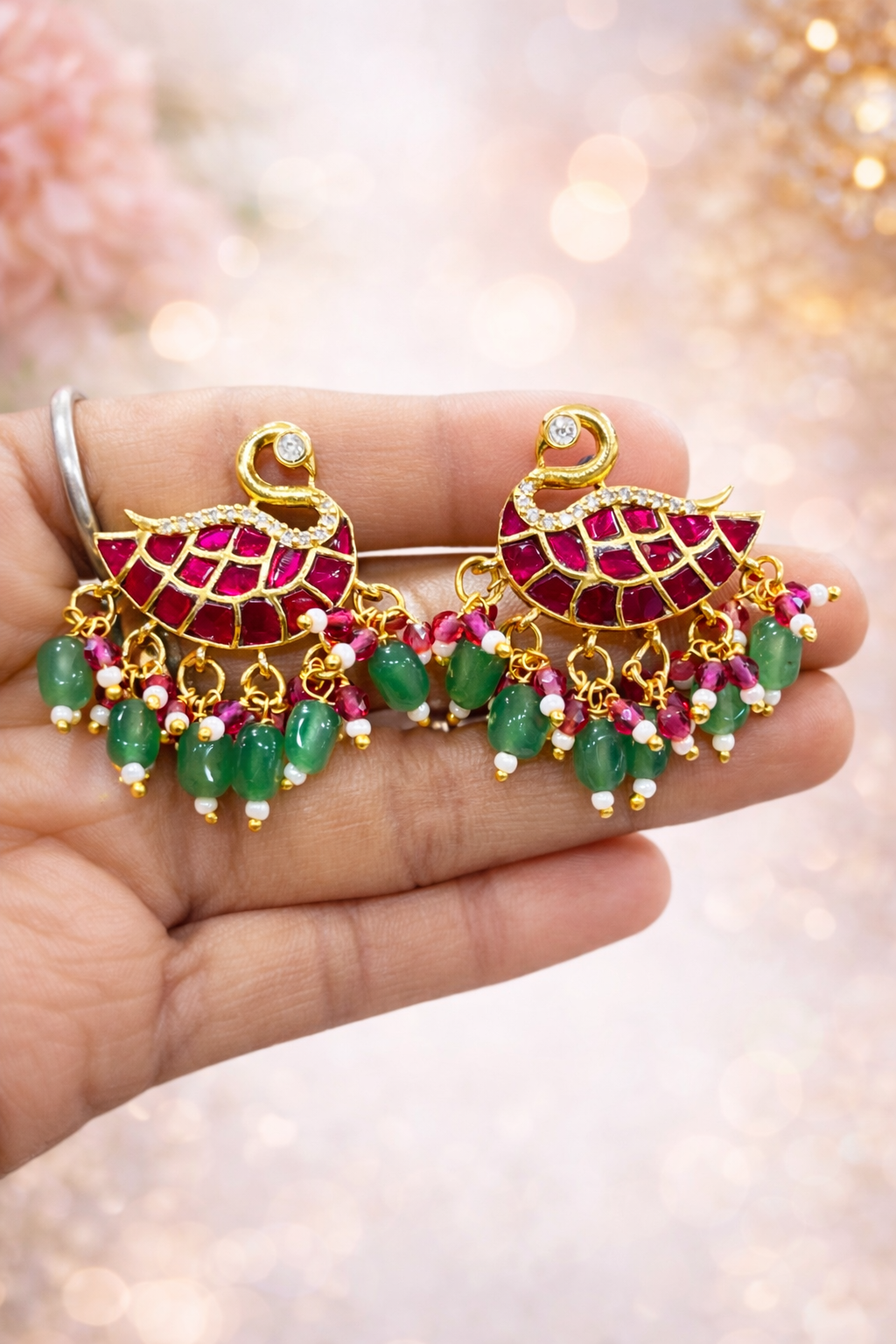 Jadu kundan earrings +bugidi combo most a waited