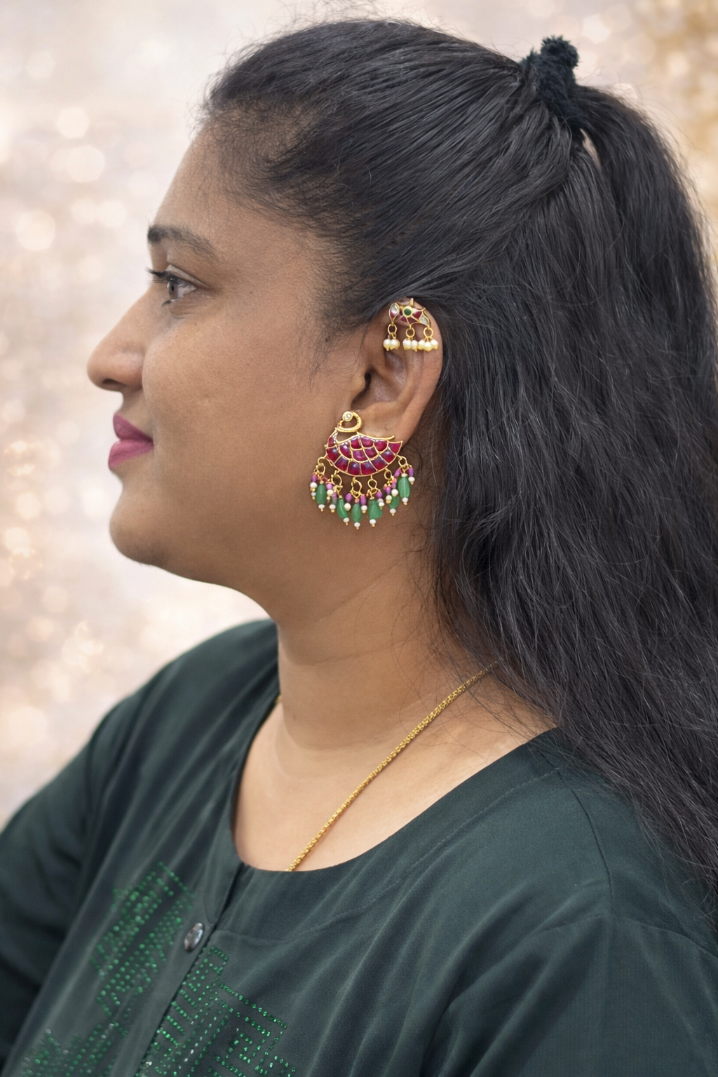 Jadu kundan earrings +bugidi combo most a waited