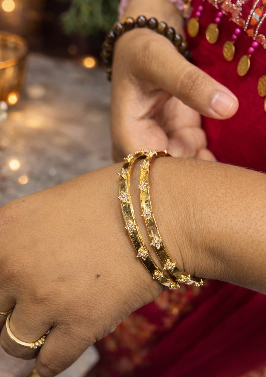 Golden Bloom Diamond Bangles