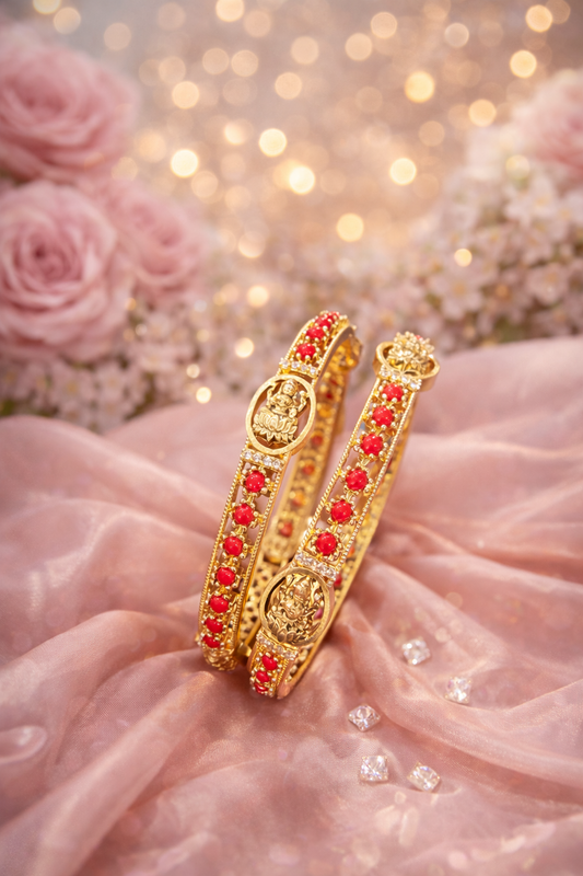 Coral lakshmi bangles