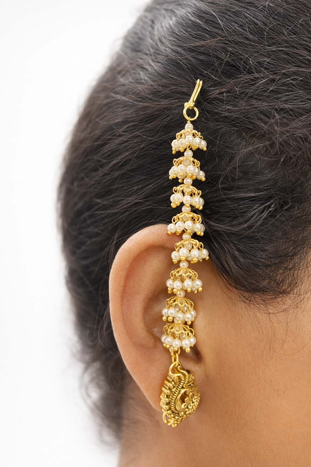 Classic Pearl Layered Ear Chain