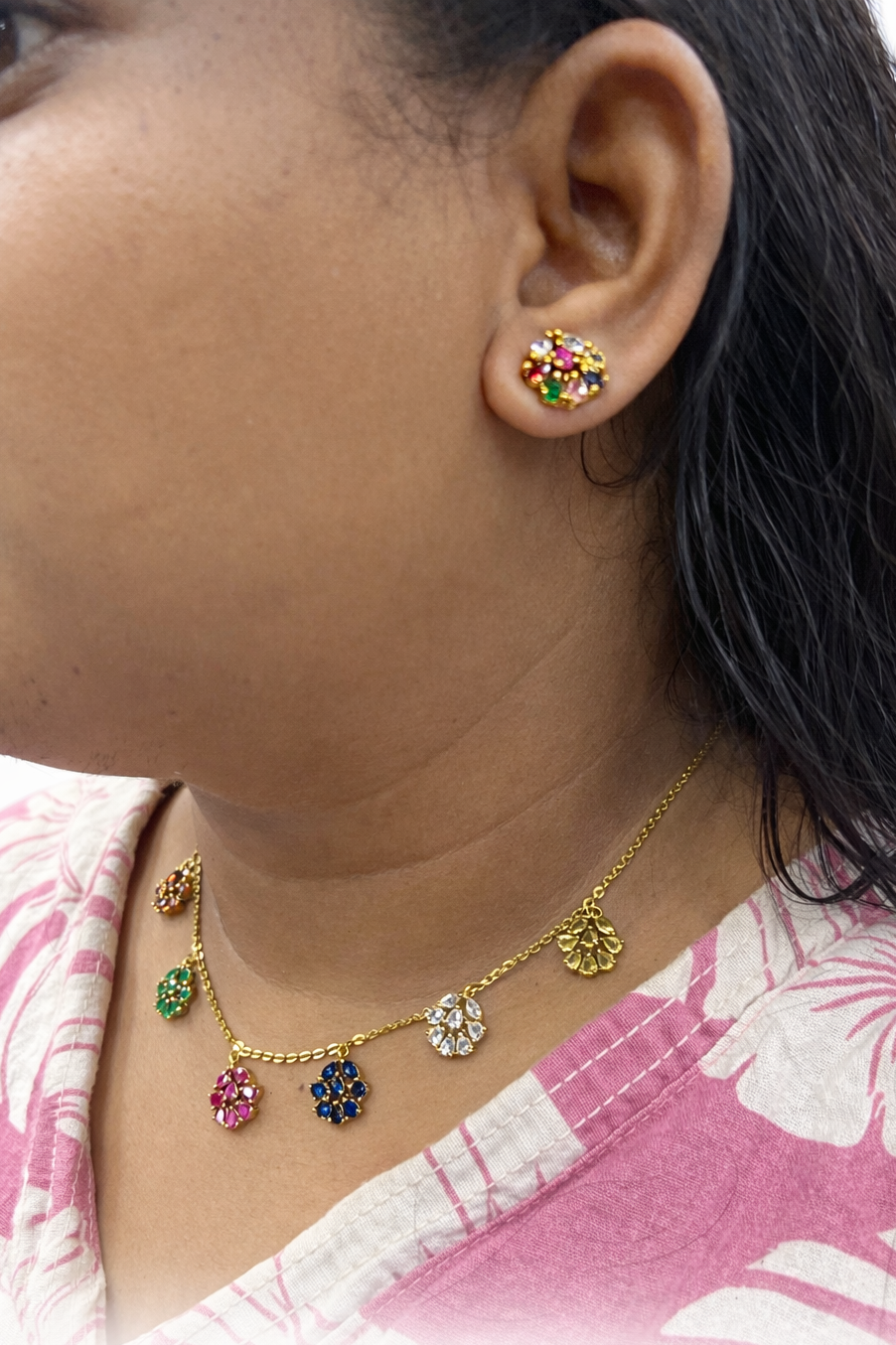 Rainbow charm necklace
