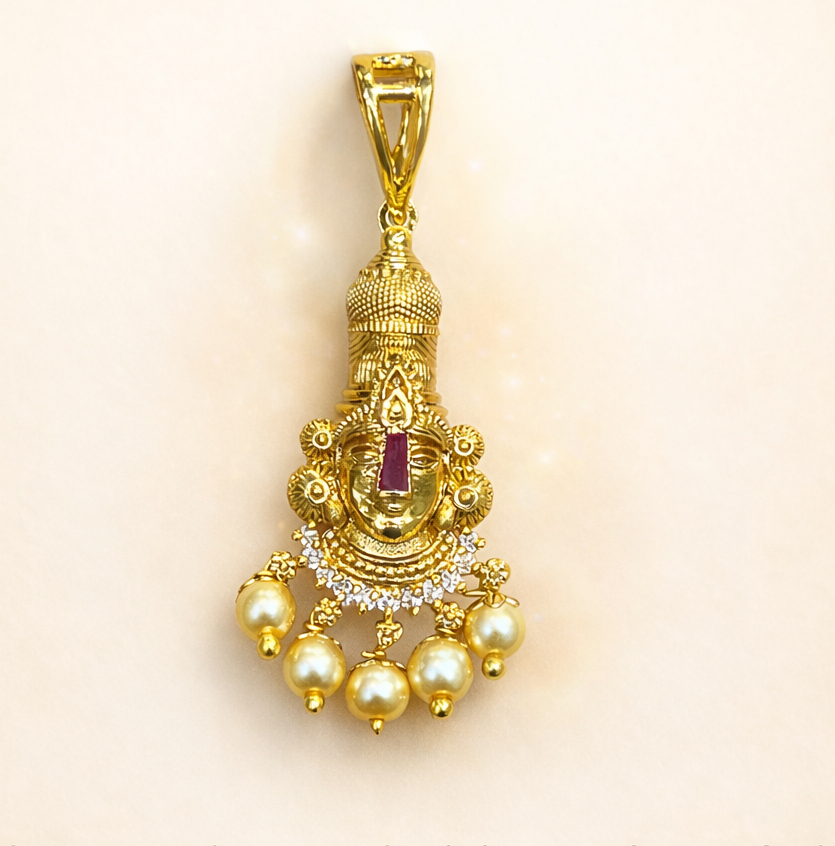Traditional Lakshmi Pearl Pendant Balaji locket