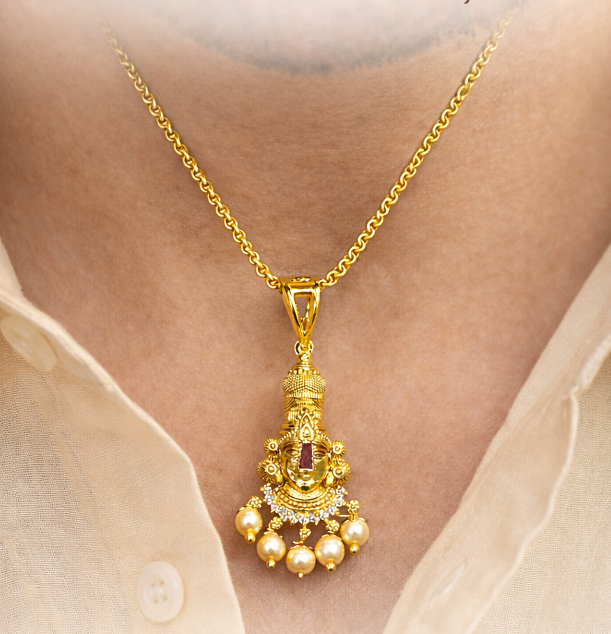Traditional Lakshmi Pearl Pendant Balaji locket