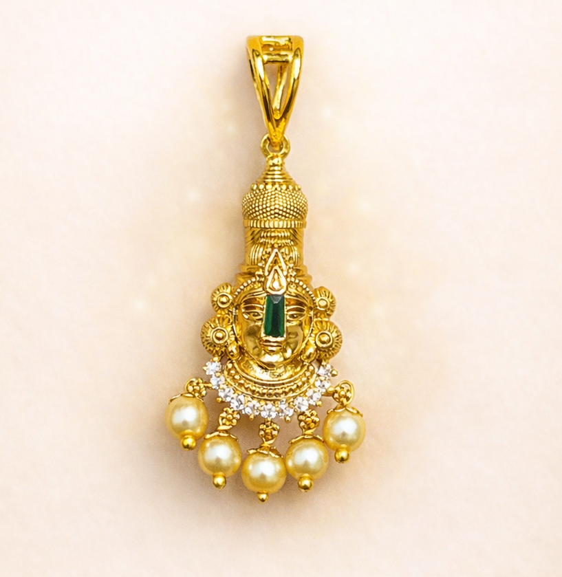Traditional Lakshmi Pearl Pendant Balaji locket