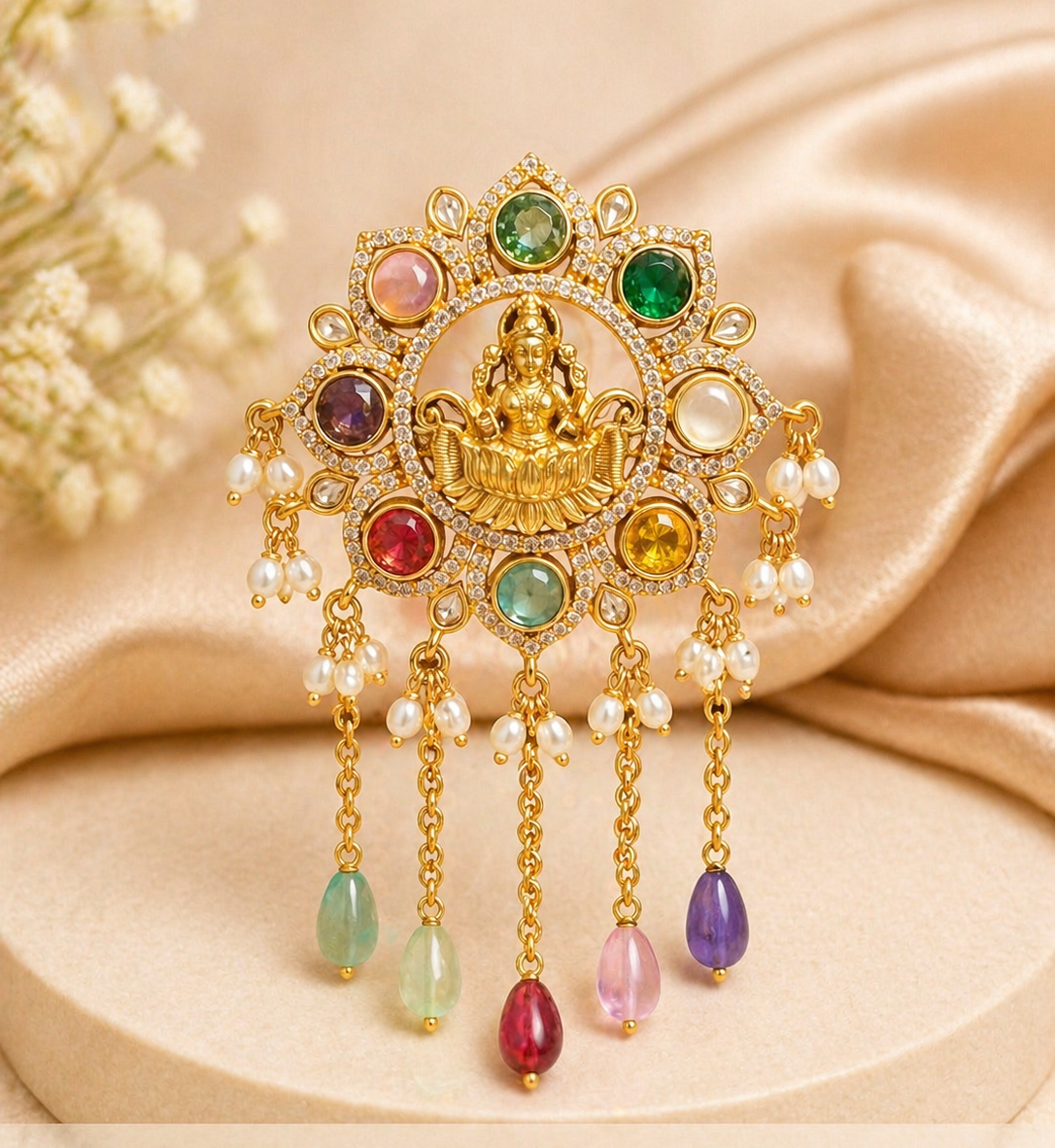 Beautiful Laxmi devi Navarathan locket