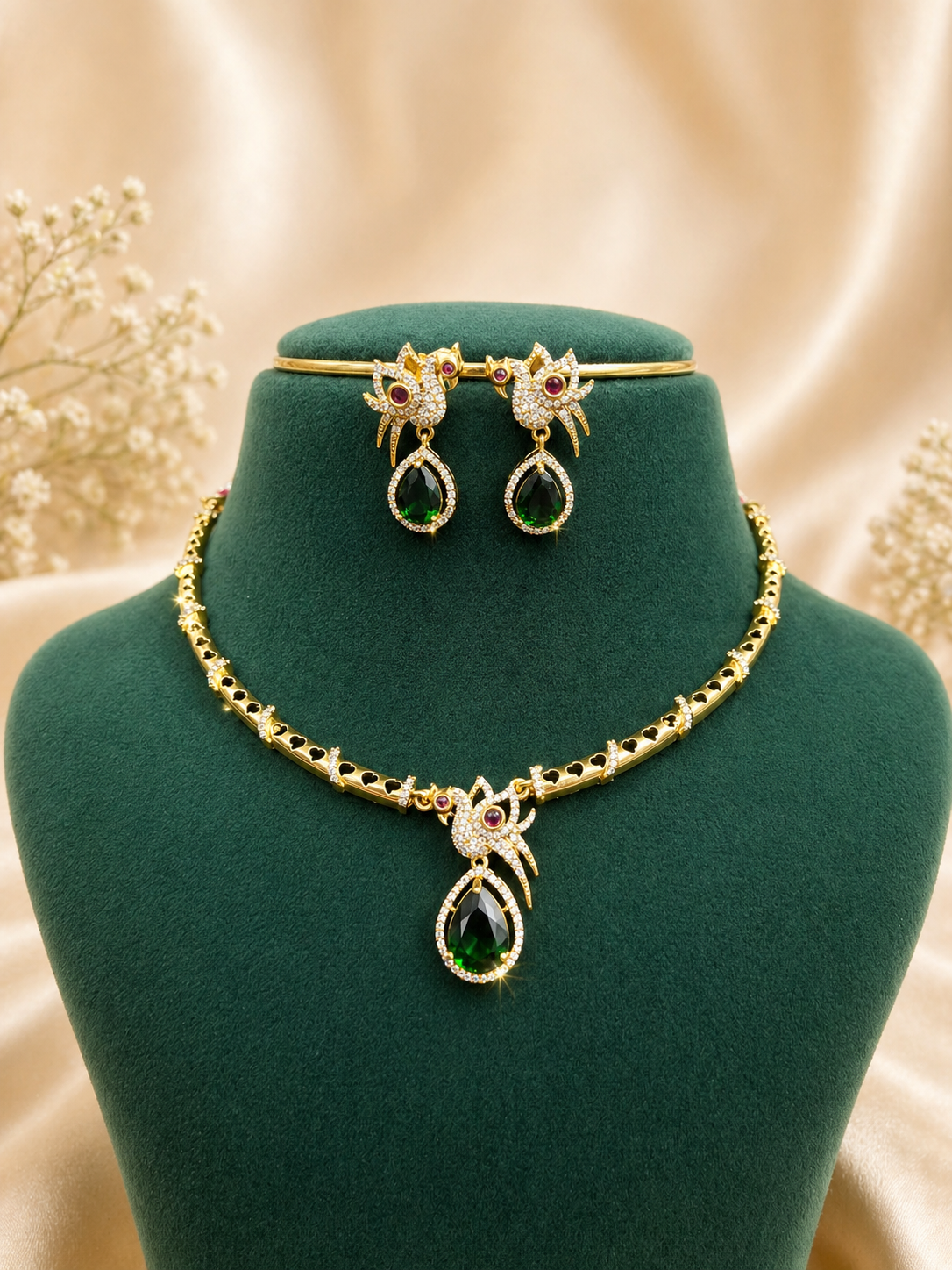 Royal Green Drop CZ Necklace ✨