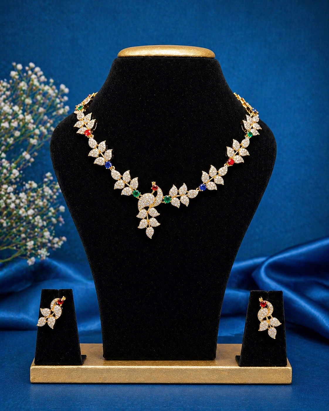 Royal Peacock CZ Necklace Set