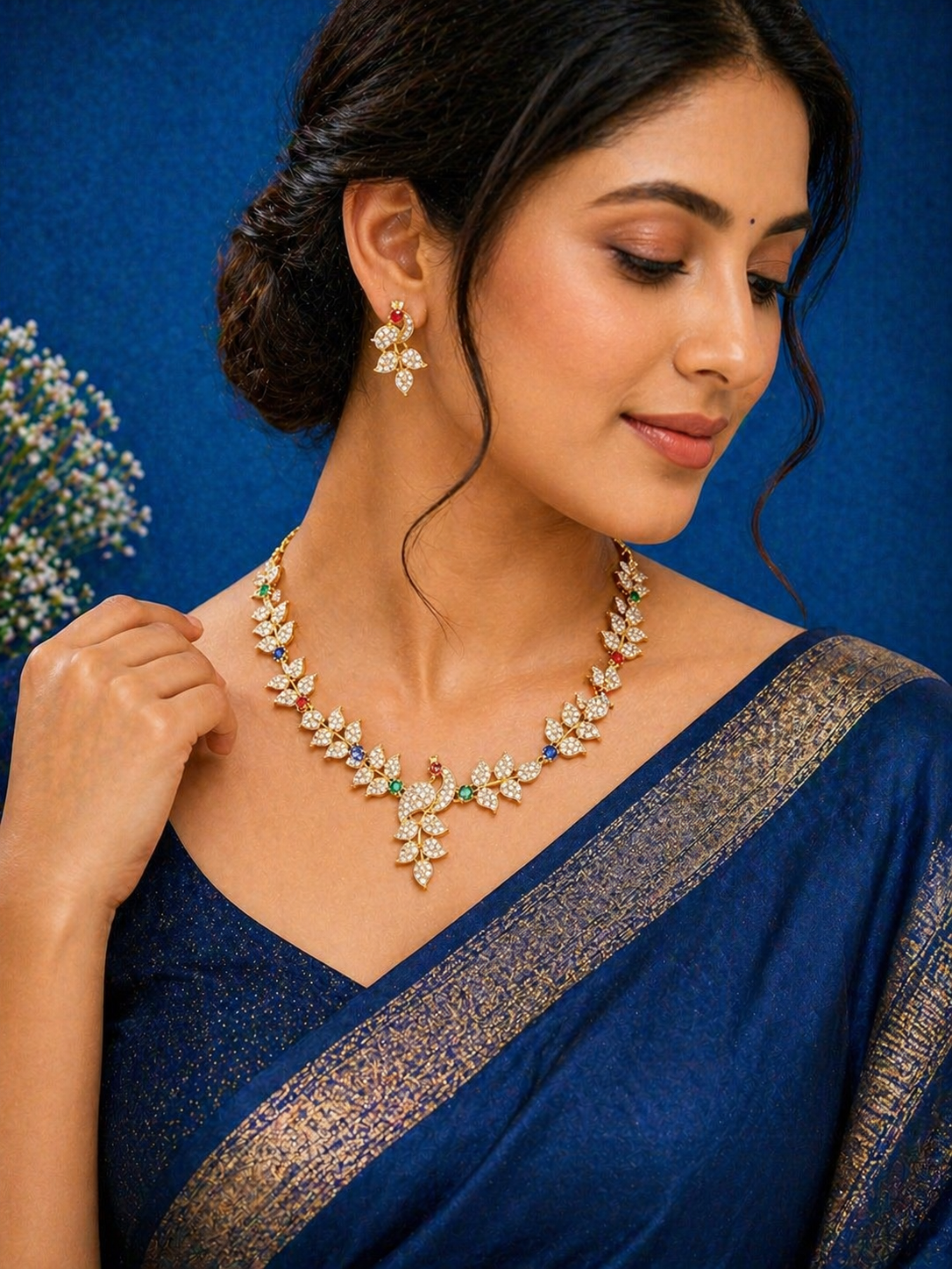 Royal Peacock CZ Necklace Set