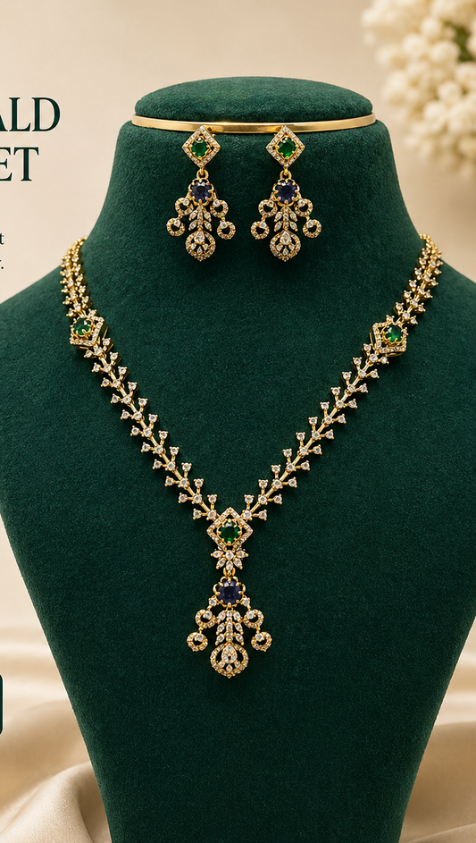 Luxury Green Stone Necklace Set