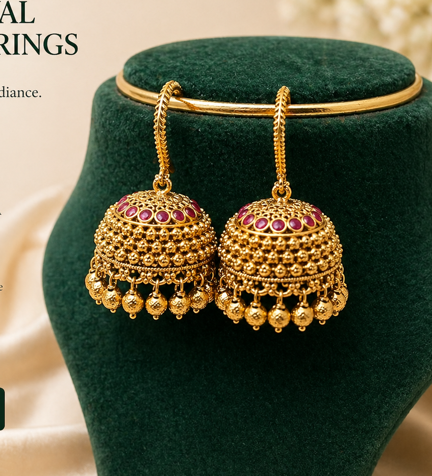 Timeless Ruby Jhumka Earrings