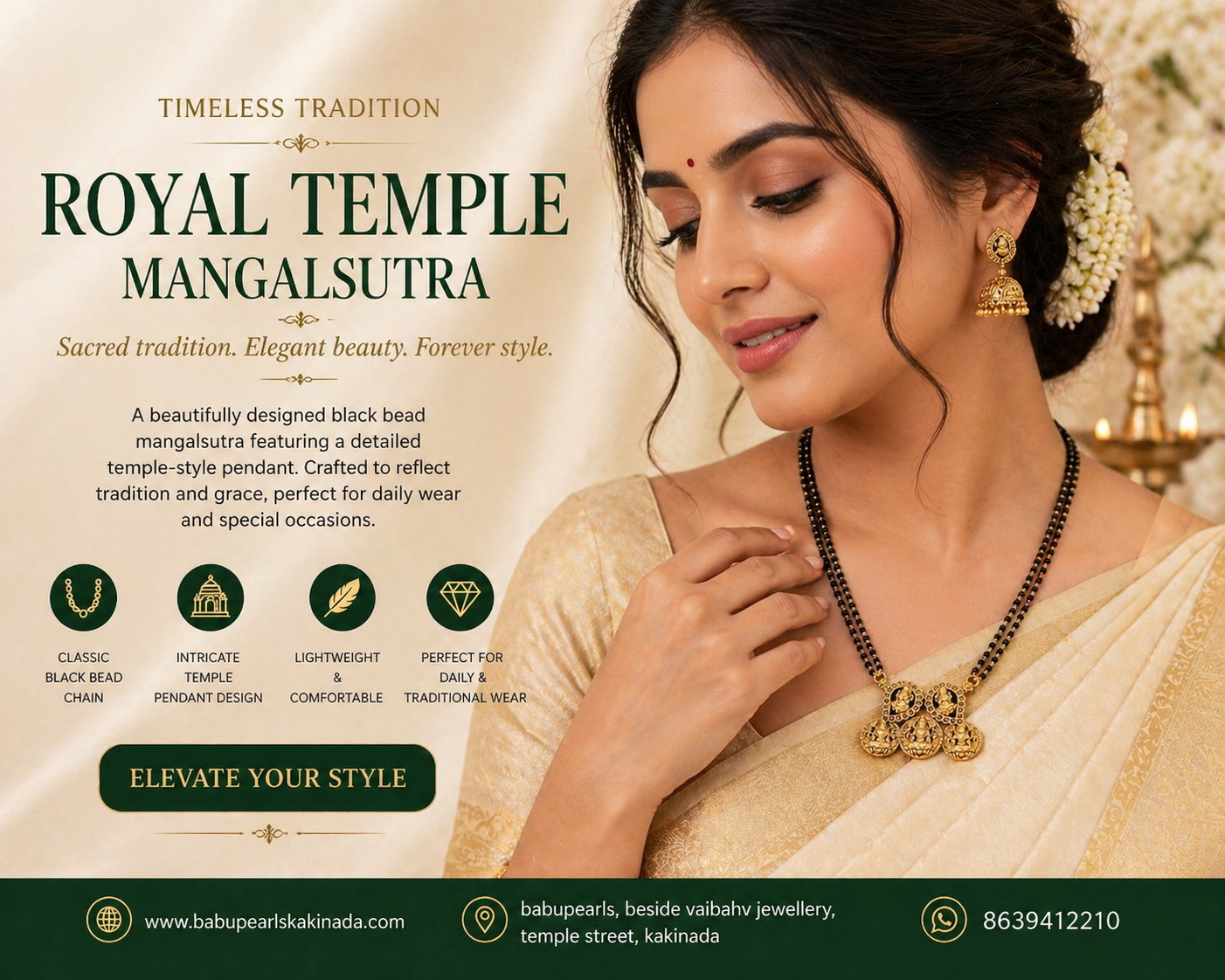 Traditional Black Bead Temple Mangalsutra