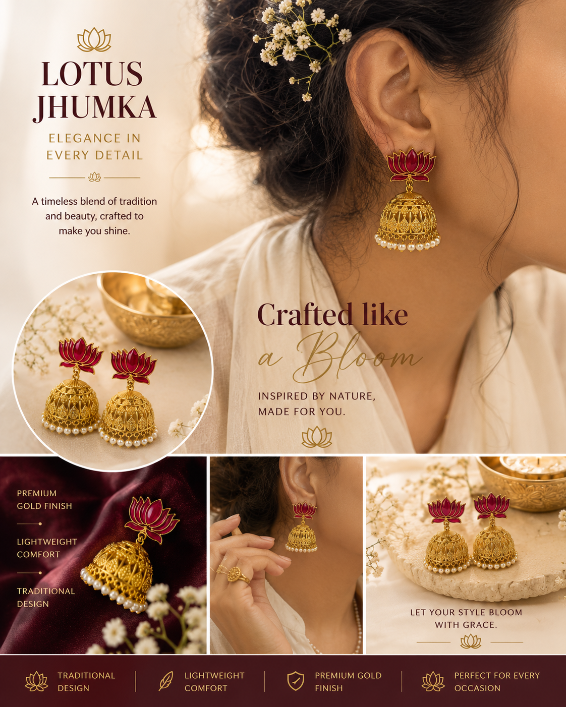 ✨ “Every Jhumka Tells a Story of Grace, Tradition & Timeless Beauty.” ✨