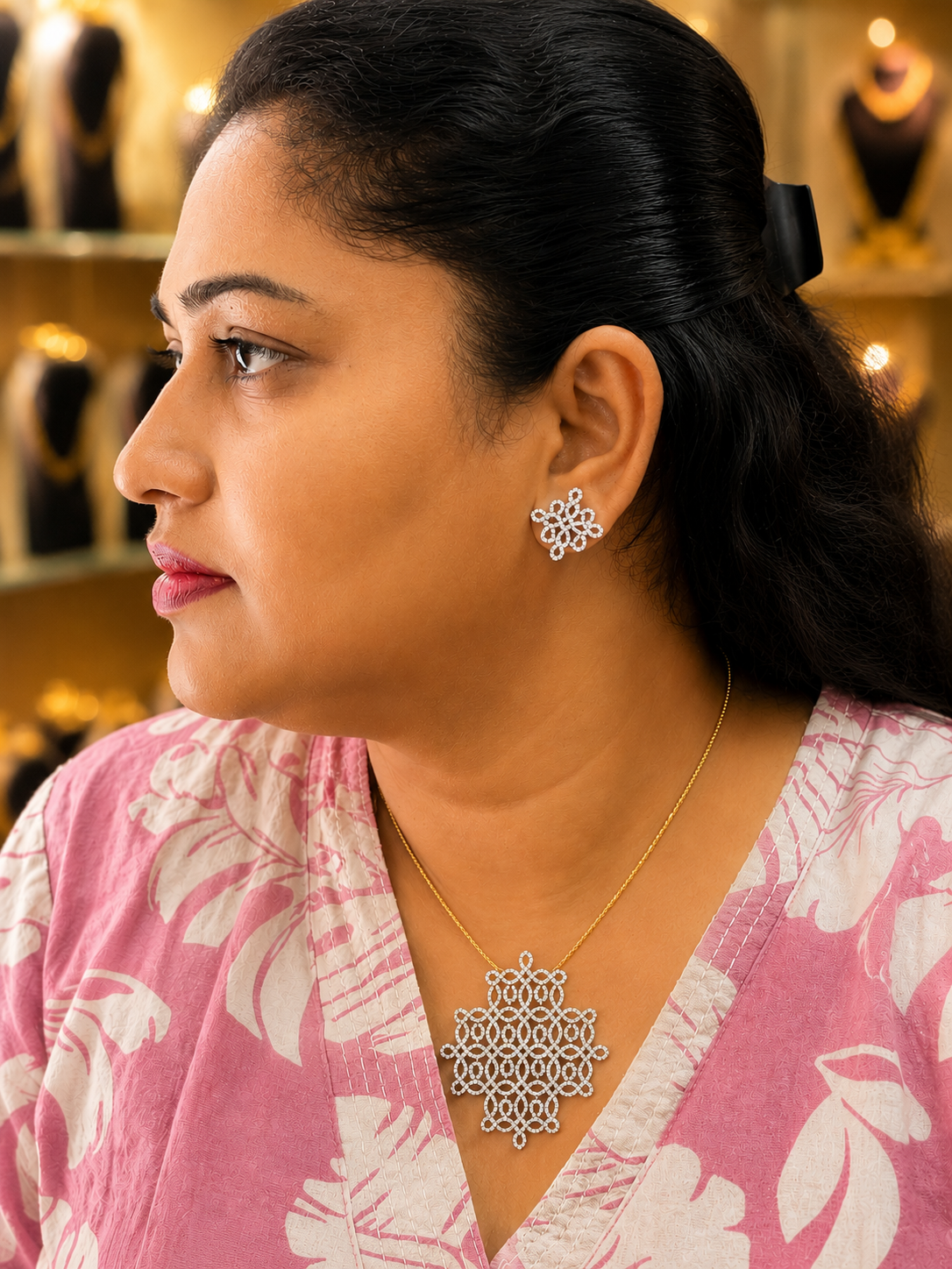 Elegant Locket & Earrings Set