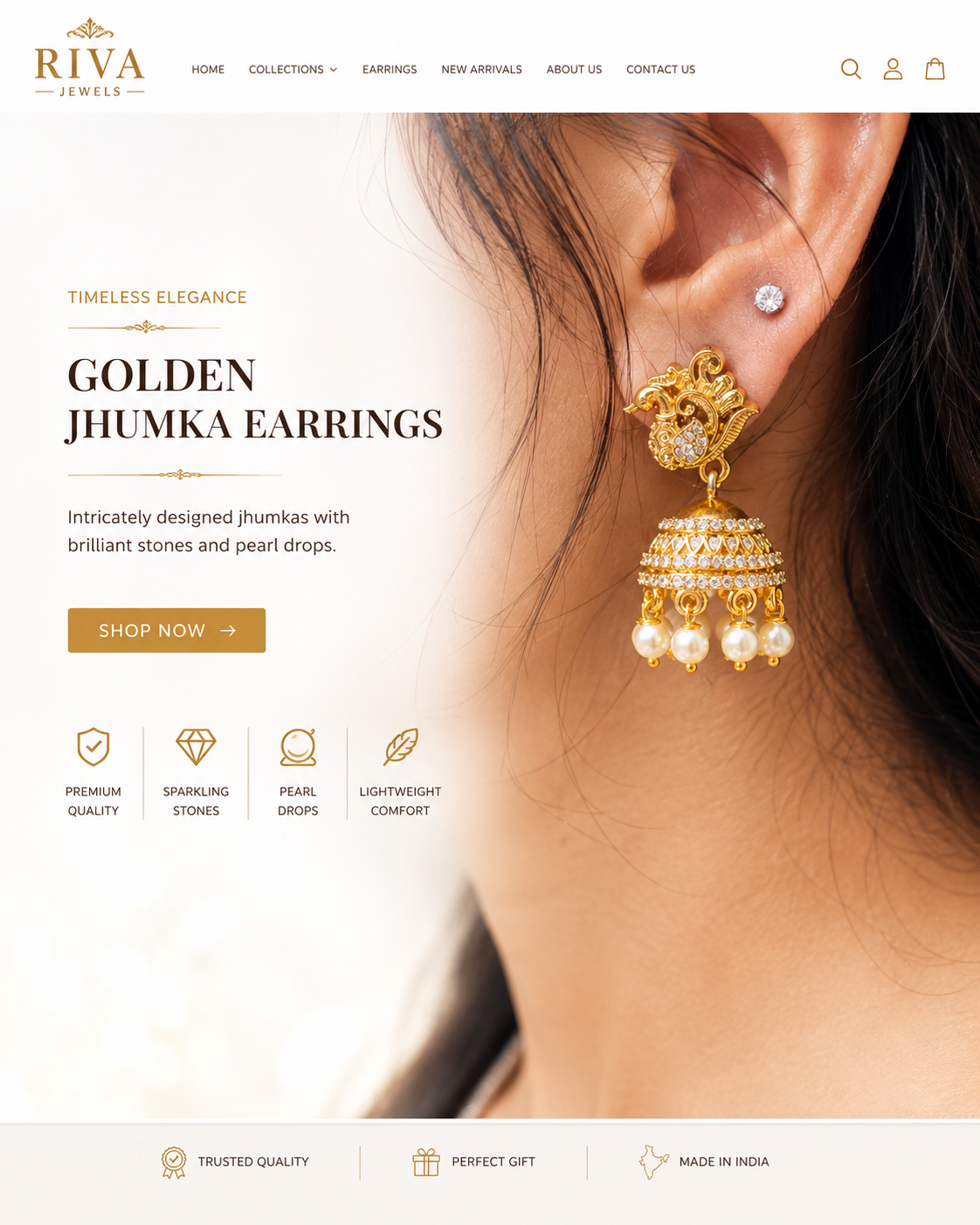 ✨ “Grace your every look with the sparkle of classic Jhumkas 💛”