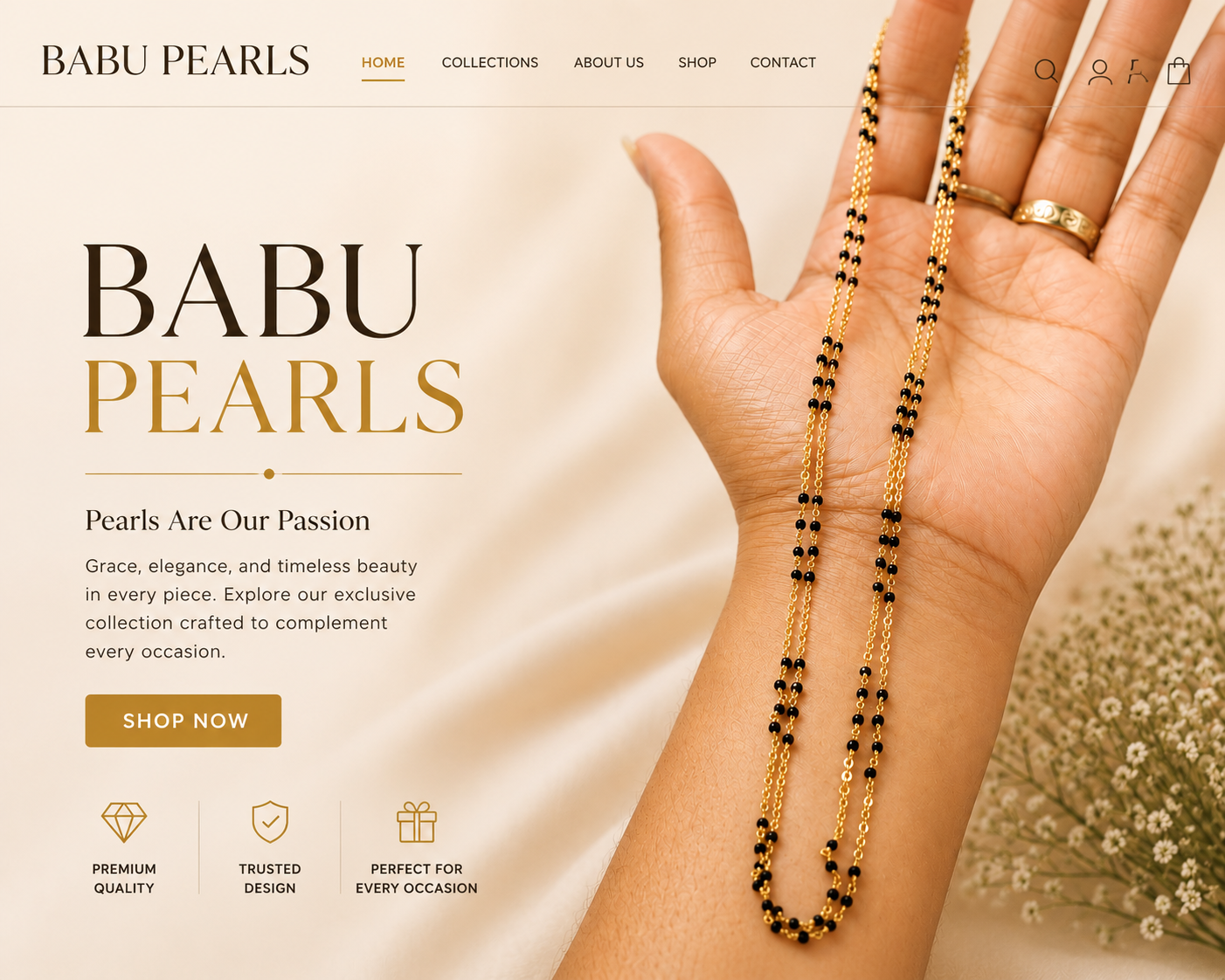 Elegant Black Bead Chain