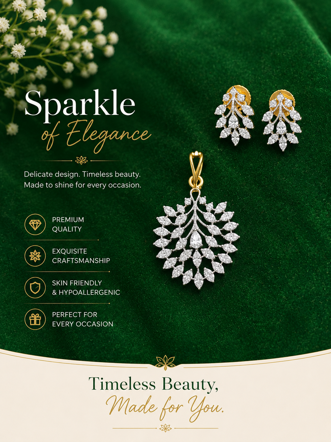 Sparkle pendant & earrings set