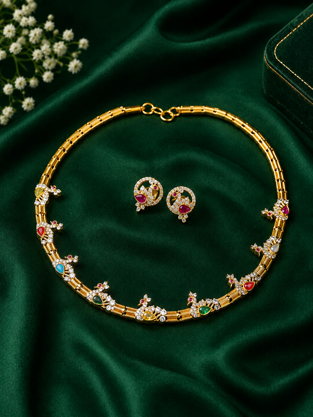 ✨ Navaratna Peacock Elegance Set